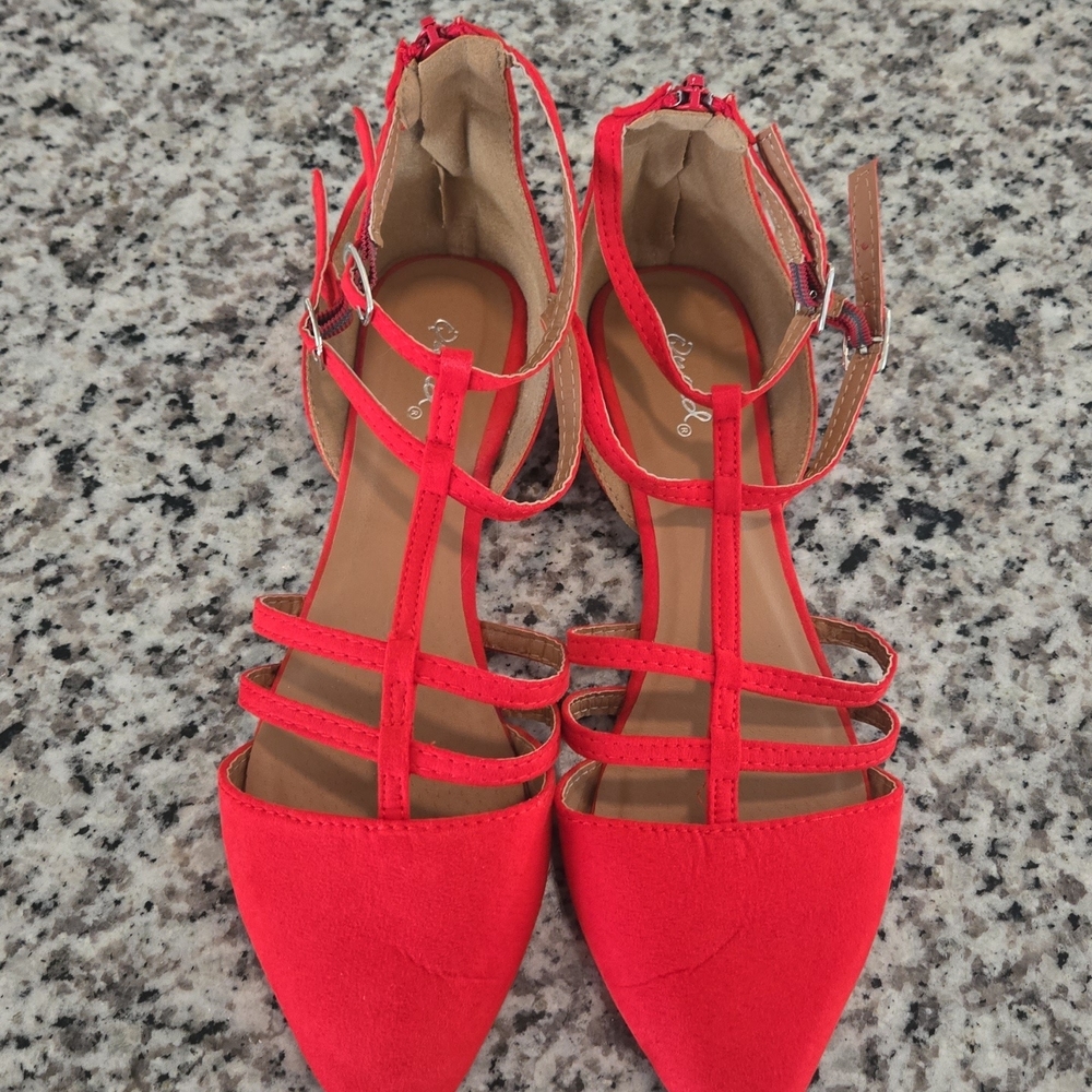 Red Strappy Women's Shoes
